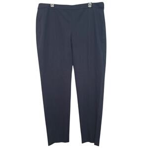 St. John Navy Tapered Chino Pants Size 16 GUC Side Zipper Flat Front